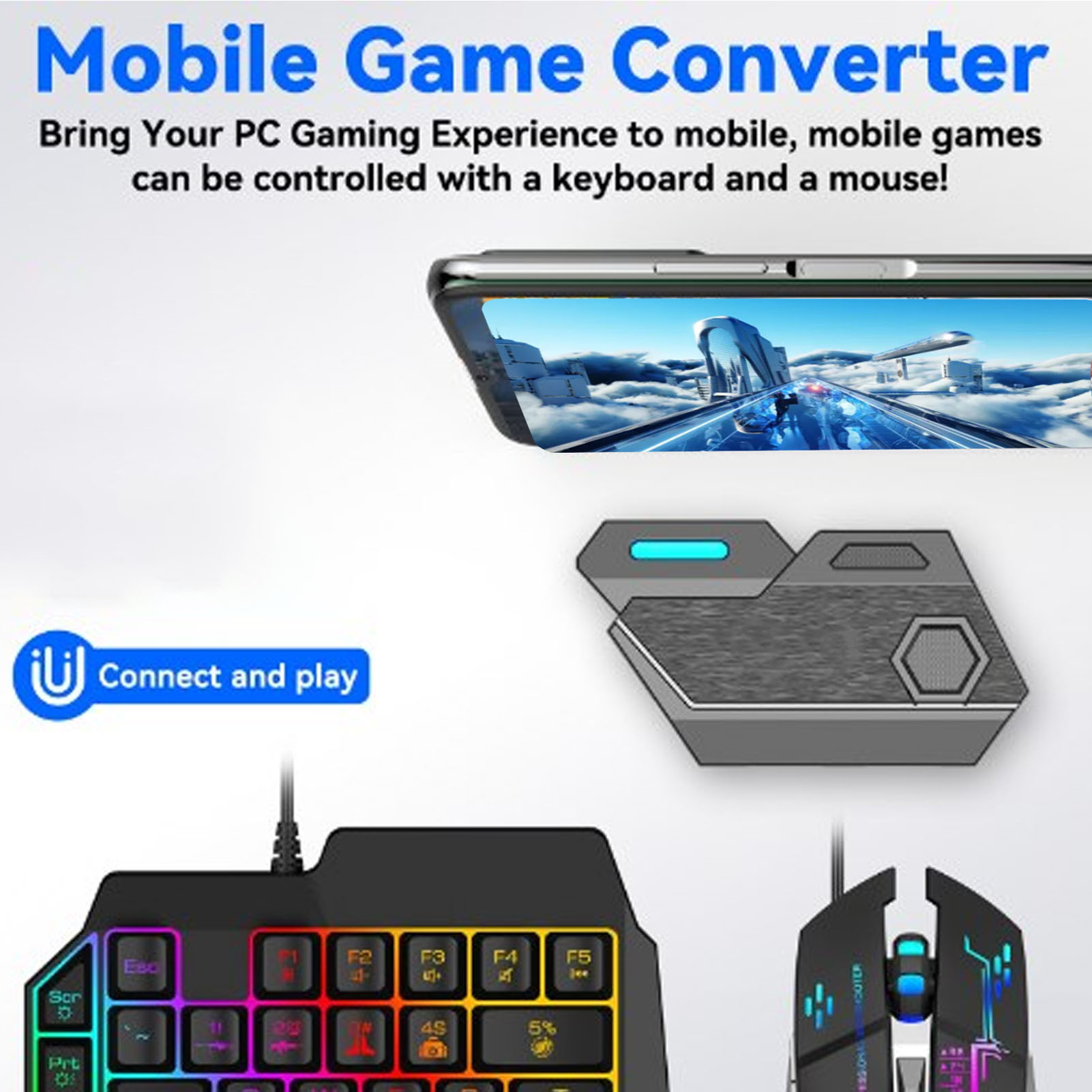 Gaming Keyboard Bluetooth - Комбинированный пакет для мобильных игр, подключение